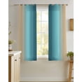 thumbnail image 4 of Turquoise Yellow Ombre Sheer Curtains 39 Inch Length 2 Panels Set for Living Room/Bedroom, Farmhouse Modern Gradient Art Kitchen Curtains Grommet Semi-Sheer Curtains Window Treatments 27.5"x39"x2, 4 of 7