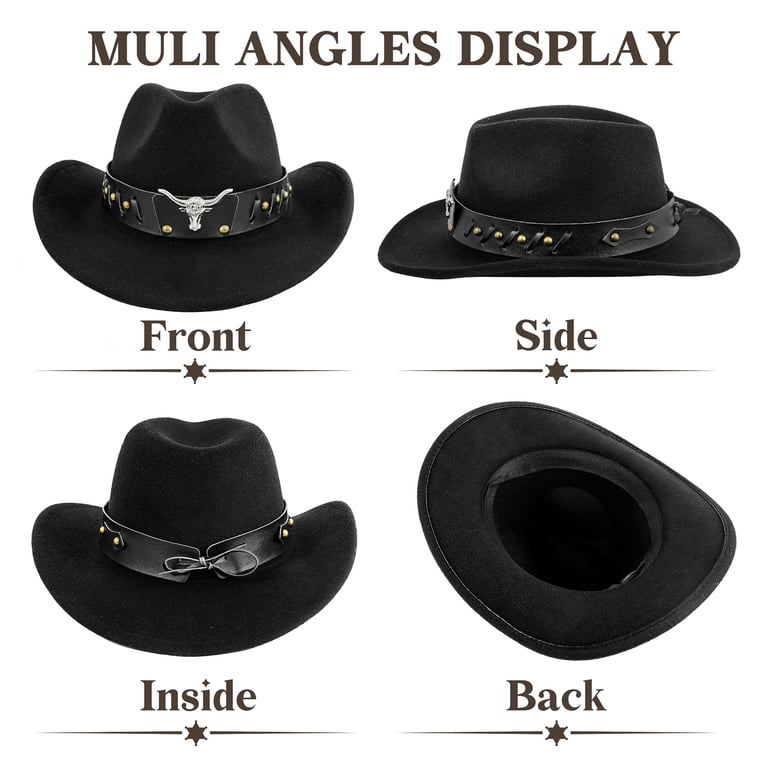 WoWstyle Unisex Cowboy Hat & Bandana Set, Adjustable Leather 