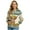 American Tribal Highland Cow Sunflower Beige, variant on Graffiti Style Floral Print Full Zip Up Sweatshirt for Women Crewneck Hoodless Fall Winter Trendy Casual Loose Long Sleeve Workout Jacket with Pockets for Daily Wear, 3XL