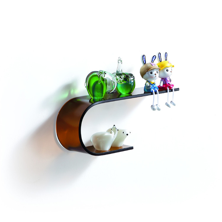 Stylish Bronze Bent Glass Shelf With Chrome Brackets