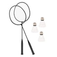 thumbnail image 3 of 2Pcs Badminton Rackets with 3 Nylon Balls Family Training Badminton Racquets Black, 3 of 8