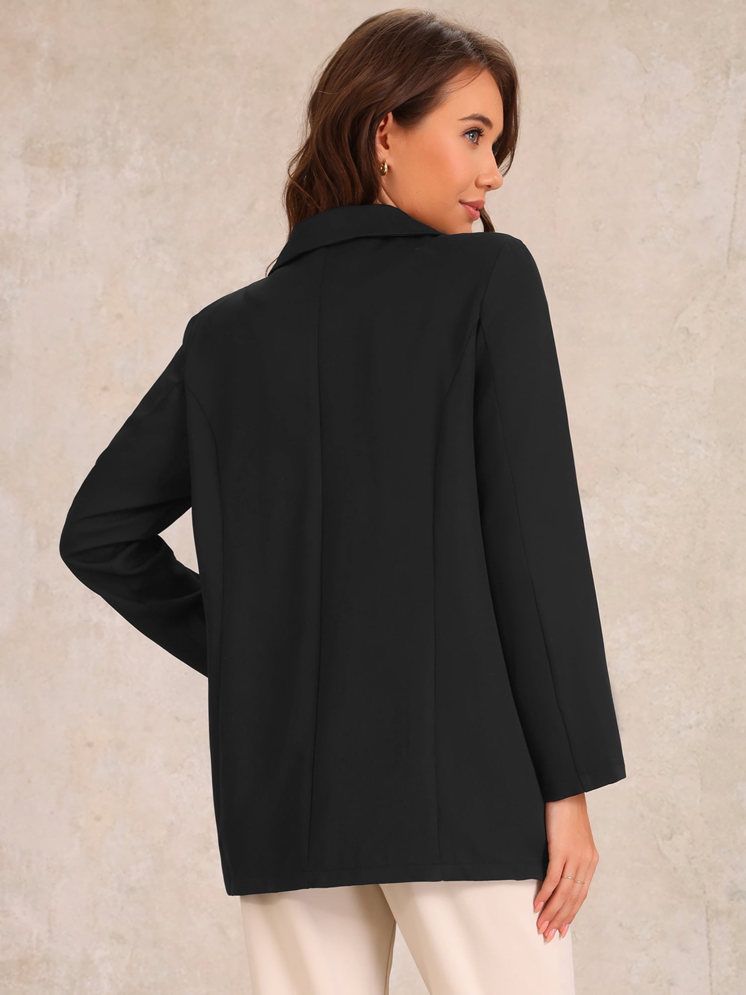 DARING DIVA Women's Long Sleeve Open Front Business Blazer Jacket S Black