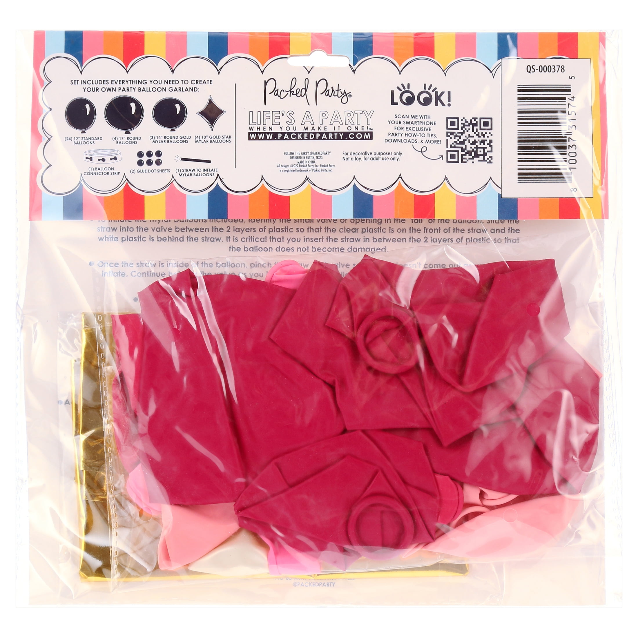 Packed Party 'Think Pink' Jumbo Pink Balloon Garland Kit, 35 Pieces
