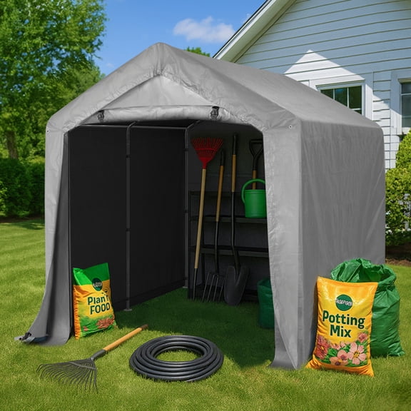 8X8FT Outdoor Storage Shelter Shed, Dark Grey
