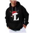 thumbnail image 2 of Yteetum Men's Oversized Christmas Hoodies Christmas Letter Print Drawstring Pullover Hooded Sweatshirts Mens Casual Christmas Graphic Print Loose Long Sleeve Hoodies Xmas Holiday Hooded Sweatshirt, 2 of 5