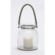 Contemporary Styled Glass Metal Lantern Rope Handle