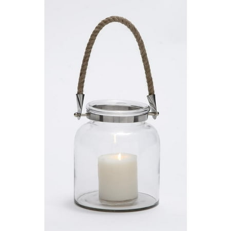 Contemporary Styled Glass Metal Lantern Rope Handle