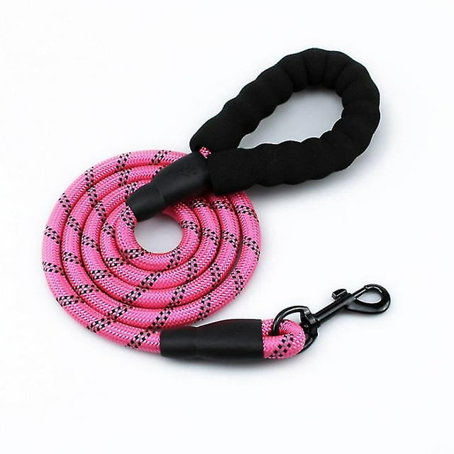 Correa resistente para perros de 1,5 m con cómodo mango acolchado e hilos altamente reflectantes (negro)