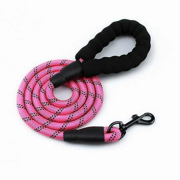 Correa resistente para perros de 1,5 m con cómodo mango acolchado e hilos altamente reflectantes (negro)