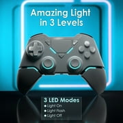 Wireles Game Controller for P4/Pro/PC/Slim, Bluetooth Gamepad Remote Joystick with LED Light Turbo/Dual Vibration/6-Axis Motion Sensor, White