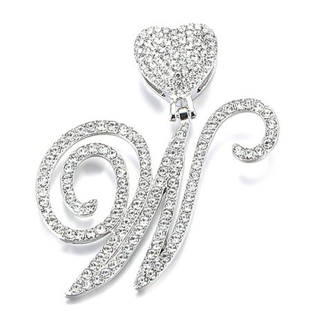 

Mightlink Necklace Pendant Alphabet Style Allergy Free Sparkling Stunning Visual Effect Creative Shape Decorative Alloy Fashion A-Z Cursive Letter Faux Crystal Chain Necklace Pendant for Dating