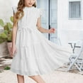 thumbnail image 2 of XXWXYD Tween Girls Summer Dress Formal Ruffl𝖾 Sleeve A Line Casual Elegant Dresses Belt Par𝗍y Sundress Swing 𝖥lowy Midi Dress Church School Wedding Special Occasion Everyday Wear Vacation, 2 of 6