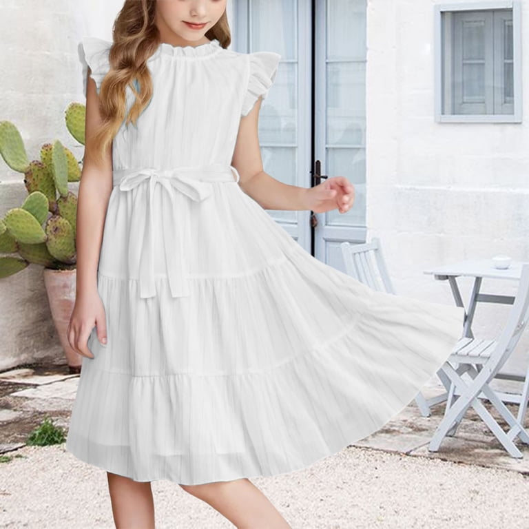 Enjocho Girls Backless Summer Dress Crinkle iered Rufle Sleeve Bow Lace-Up Swing Dress Boho-Chic Pary Beachwear Trendy Style 4-12y, Kids Unisex, Size: Enjocho Girls Backless Summer Dress Crinkle iered Rufle Sleeve Bow Lace-Up Swing Dress Boho-Chic Pary Beachwear Trendy Style 4-12y, Kids Unisex, Size: