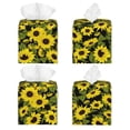 thumbnail image 2 of Lsque Sunflowers In Vintage Printed Tissue Box Cover Holder, Facial Paper Organizer Dispenser,Square with Bottom Belt, PVC Leather Decorative Organizer, 2 of 8