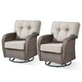 thumbnail image 3 of PARKWELL Outdoor Wicker Swivel Glider Chairs Set of 2,All-Weather Rattan Swivel Rocker Lounge Chair with Thick Beige Cushions for Porch Balcony Backyard,Brown Wicker, 3 of 9