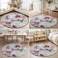 thumbnail image 4 of Small Round Rug 3Ft, Vintage Spring Floral Non-Slip Washable Circle Rugs Carpet, Pink Summer Botanical Retro Flowers Indoor Outdoor Rug Floor Mats Throw Runner for Bedroom Living Room Bathroom, 4 of 8