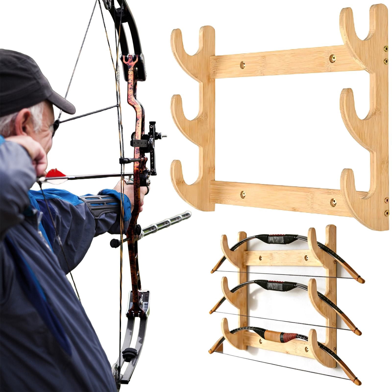 BinKFF Bow Rack Wall Mount Wooden Bow Hanger Bow Hook Wall Mount Bow Storage Rack Universal Bow Holder Stand for Recurve Compound Bow Longbow Shop Display Bow - Not Bow