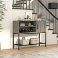 thumbnail image 4 of Gymax Buffet Sideboard w/ Power Outlets & USB Ports Wine Racks & Storage Shelves Rustic Grey & Black, 4 of 10