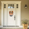thumbnail image 2 of Eveokoki 12" Hello Fall Pumpkins Signs for Front Door Farmhouse Porch Rustic Round Wooden Hanging Wreaths for Housewarming Gift Festival Maple Leaves Decoration Outdoor Indoor Wall Decor, 2 of 5
