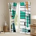 thumbnail image 3 of YST Retro Atomic Curtains & Drapes White Turqoise Black Blackout Curtains, Geometric Lines Stripes Curtains Mid Century Minimalist Bedroom Curtains, Fifties Old Fashion Window Drapes, 3 of 6