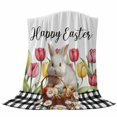 thumbnail image 6 of Tulip Easter Blanket Soft Cozy Warm Twin Blanket for Bed, Plush Fuzzy Flannel Fleece Blankets for Sofa, Bunny Spring Floral Pastoral Plaid Throw Blankets for Couch, Gifts for Men, 60"x80", 6 of 9