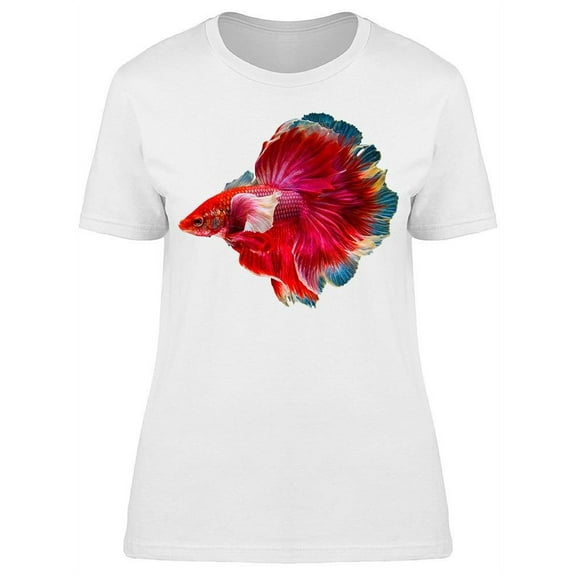 White/Blue-Tipped Fin Betta Fish T-Shirt Women -Image by Shutterstock, Female Small