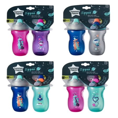 Tommee Tippee Toddler Sippee Cup, 9+ months – 2 Count (Colors & Designs Vary)