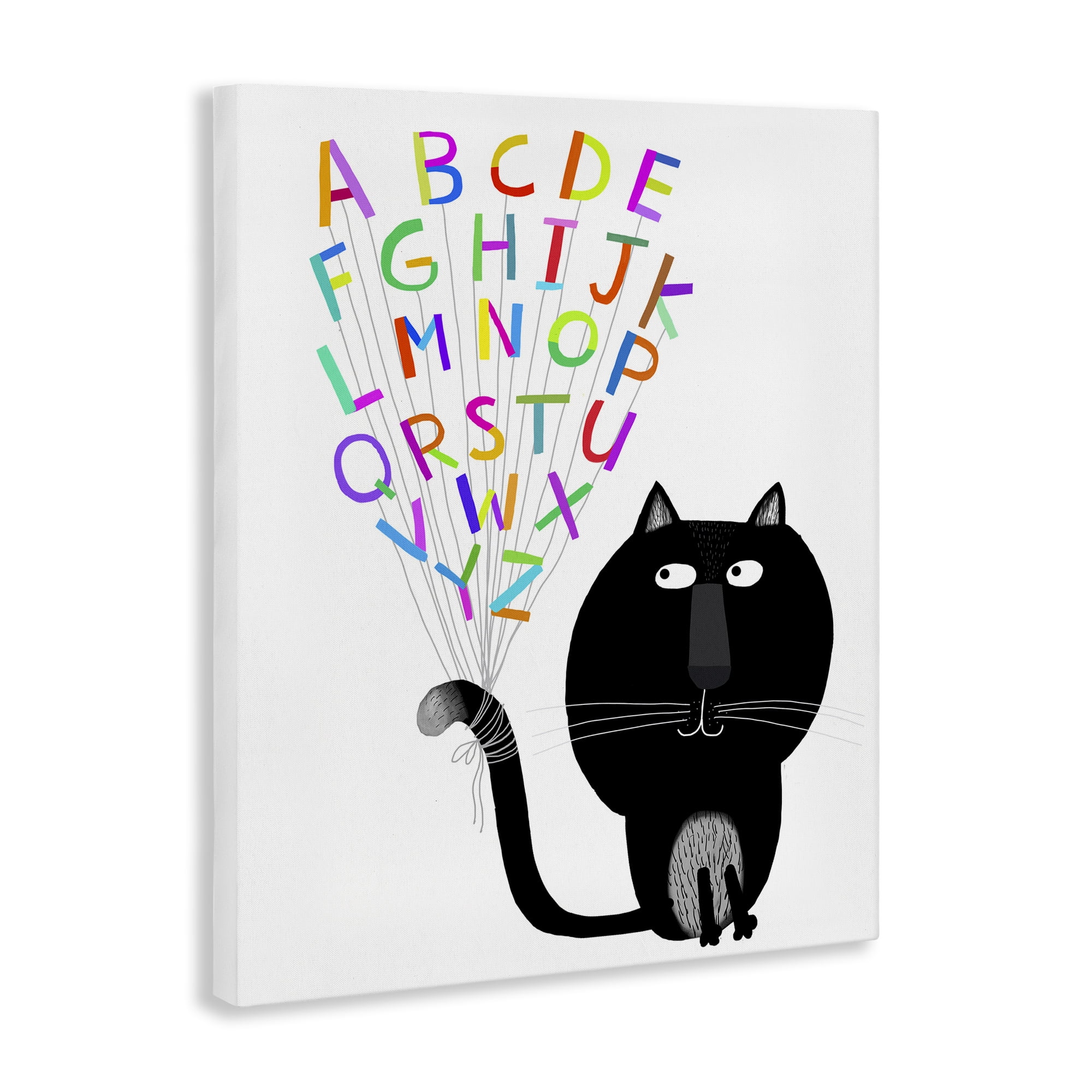 Stupell Industries Cat with Alphabet Animals & Insects Painting Gallery Wrapped Canvas Art Print Wall Art, 16 x 20