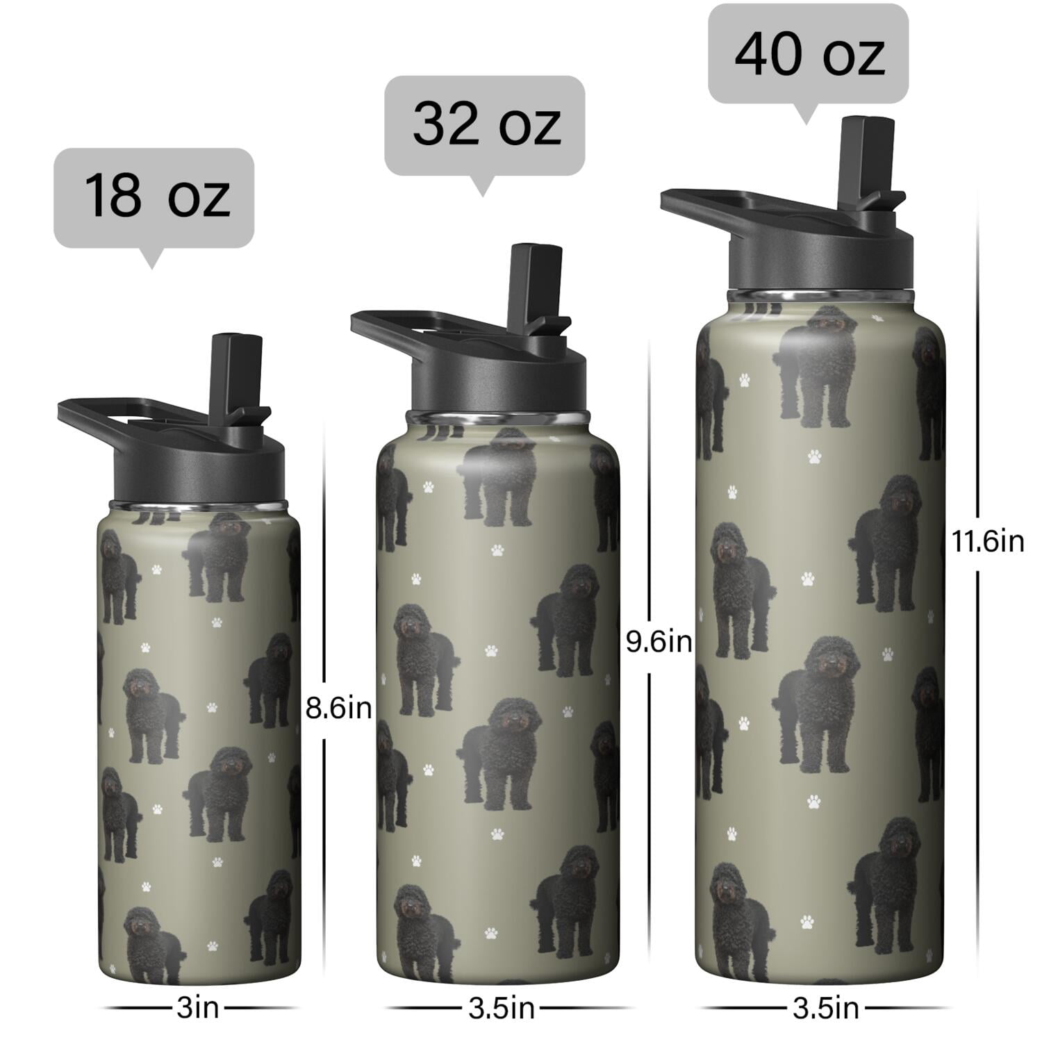 Funny Canine Pattern Stainless Steel Water Bottle - Double Walled Insulation with 364° Seal Ring & Wide Mouth Design (BPA/Odor Free for Sports & Travel)
