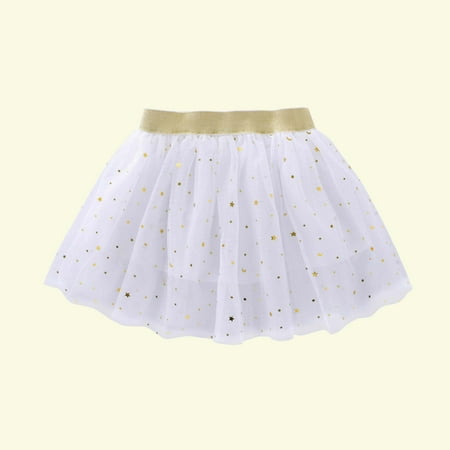 

jsaierl Toddler Girls Cute Party Dance Solid Color Net Yarn Sequins Stars Tulle