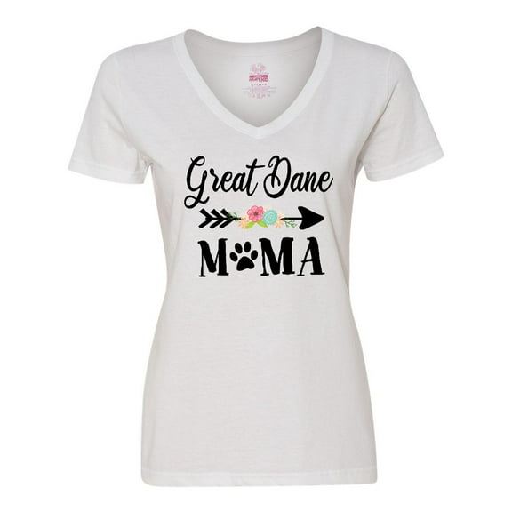 Inktastic Great Dane Mama with Flowers and Arrow Women's V-Neck T-Shirt