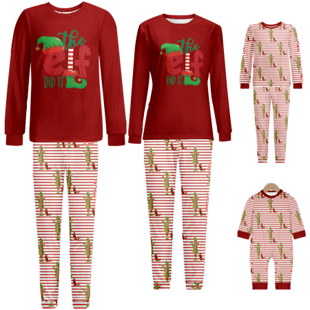 

Holiday Family Matching Christmas Pajamas The Grinch Red White Stripe Print Sizes Baby-Kids-Adult-Pet 2-Piece Top and Pants Bodysuits Unisex Pajamas Set