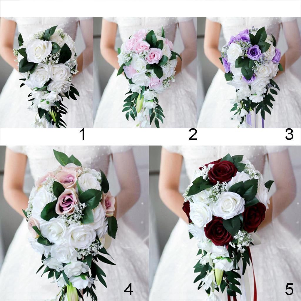Wedding Bride Bridal Waterfall Artificial Hand Rose Flower ,