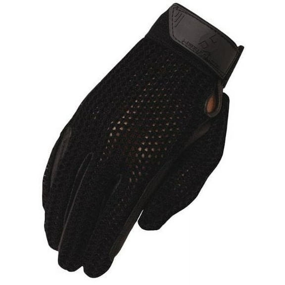 heritage crochet riding gloves, size 6, black