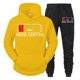 thumbnail image 3 of Conjunto de 2 piezas de sudadera y pantalón divertidos para hombre con estampado "Need Coffee" de manga larga con capucha y patrón de batería baja, ropa deportiva, 3 of 5