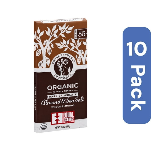 Equal Exchange Dark Chocolate with Walnuts and Almonds Organic 3.5 oz (Pack of 10)