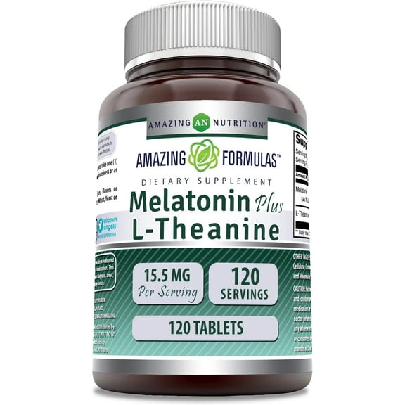 Amazing Nutrition Melatonin Plus L-Theanine, 120 Tablets
