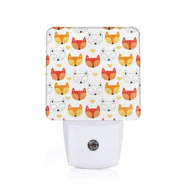 Balery Cute Fox with Heart Luz Nocturna LED con Sensor Automático, Enchufe con Sensor Crepuscular, Luz Suave de 0.5W para Dormitorio, Pasillo, Baño-EU