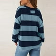 thumbnail image 7 of Hoodless Sweatshirt Women's Fashionable Loose Fitting Casual Color Blocking Stripe Round Neck Long Sleeved Top Pullover Sweatshirt, 7 of 7