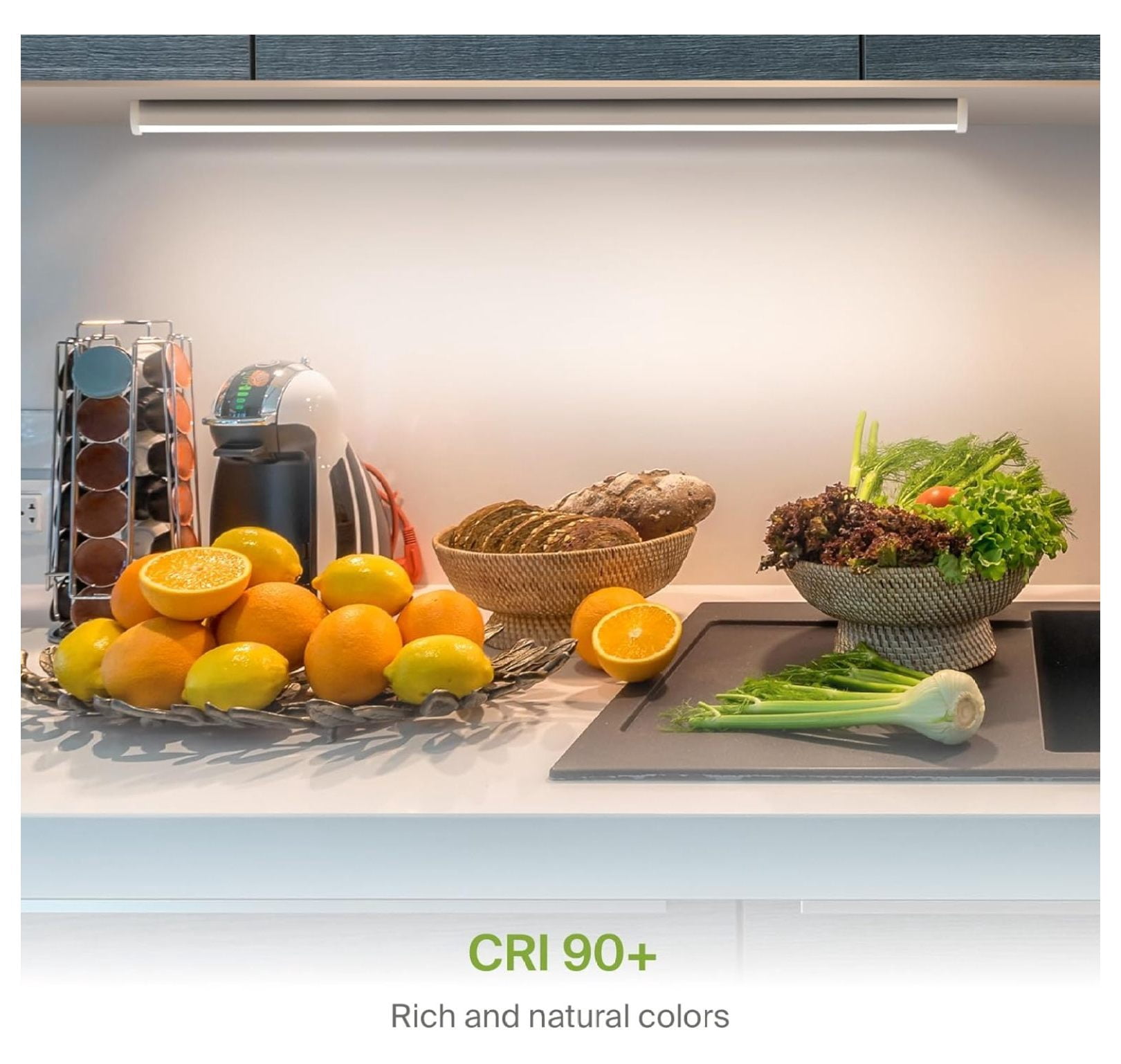 40 Inch LED Under Cabinet Lighting Plug in or Hardwired, High/Low/Off , 20W 120V 3 CCT 2700K/3000K/4000K CRI90+, Triac Dimmable Linkable Under Counter Lights for Kitchen, ETL Listed, White