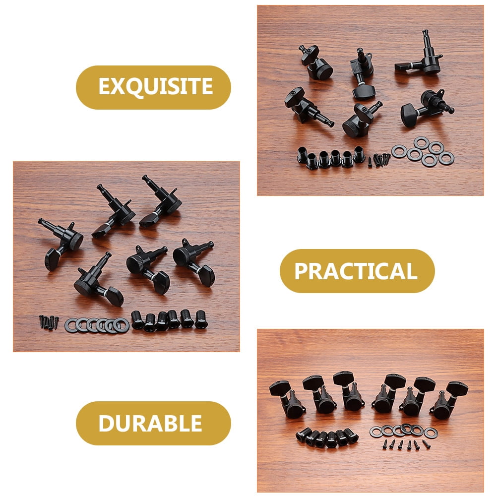 WRISTBIQUE Black Guitar Tuning Pegs Set of 6 Acoustic and Electric Machine Tuning Keys Knobs