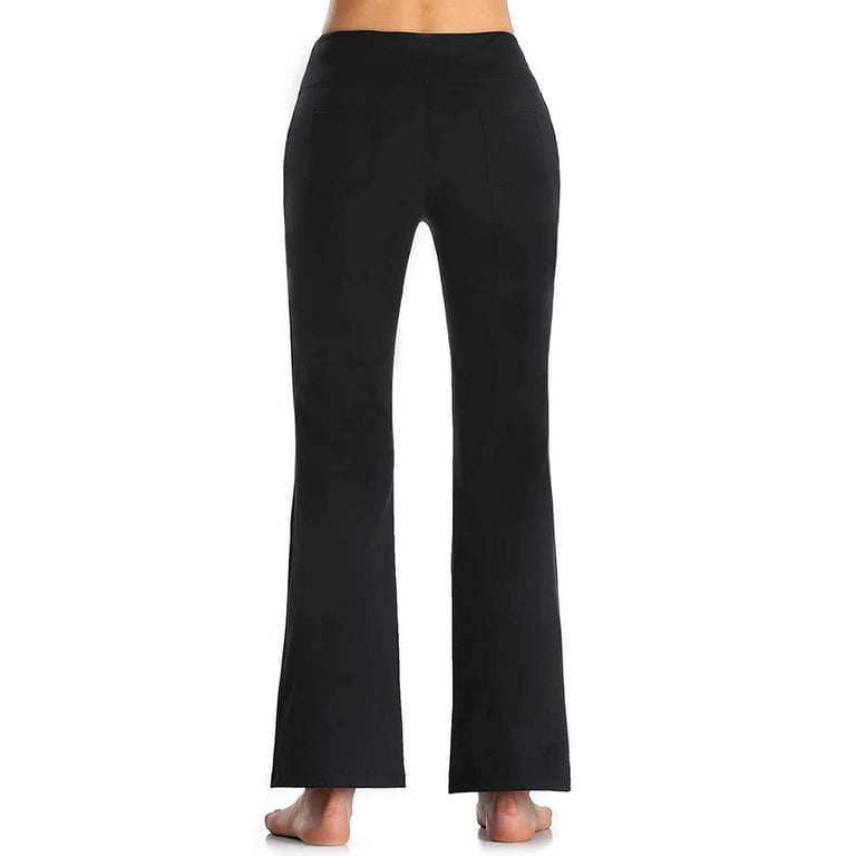 Hfyihgf Bootcut Yoga Pants with Pockets for Women Tummy Control Workout  Bootleg Work Pants High Waist Stretch Leggings(Black,XL) 