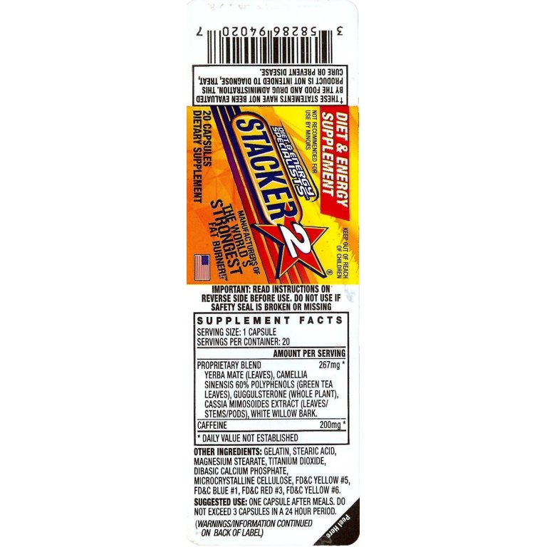 Stacker 2 Energy & Weight Loss Supplement 20 Capsules (Pack of 5)