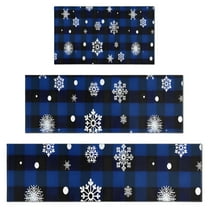 Blue Christmas Snowflake Pattern Kitchen Rugs Sets Of 3,Kitchen Runner Rugs Non Skid Washable,Decorative Kitchen Floor Mats for Kitchen,Sink,Laundry,17"x30"  17"x47"   17"x59"