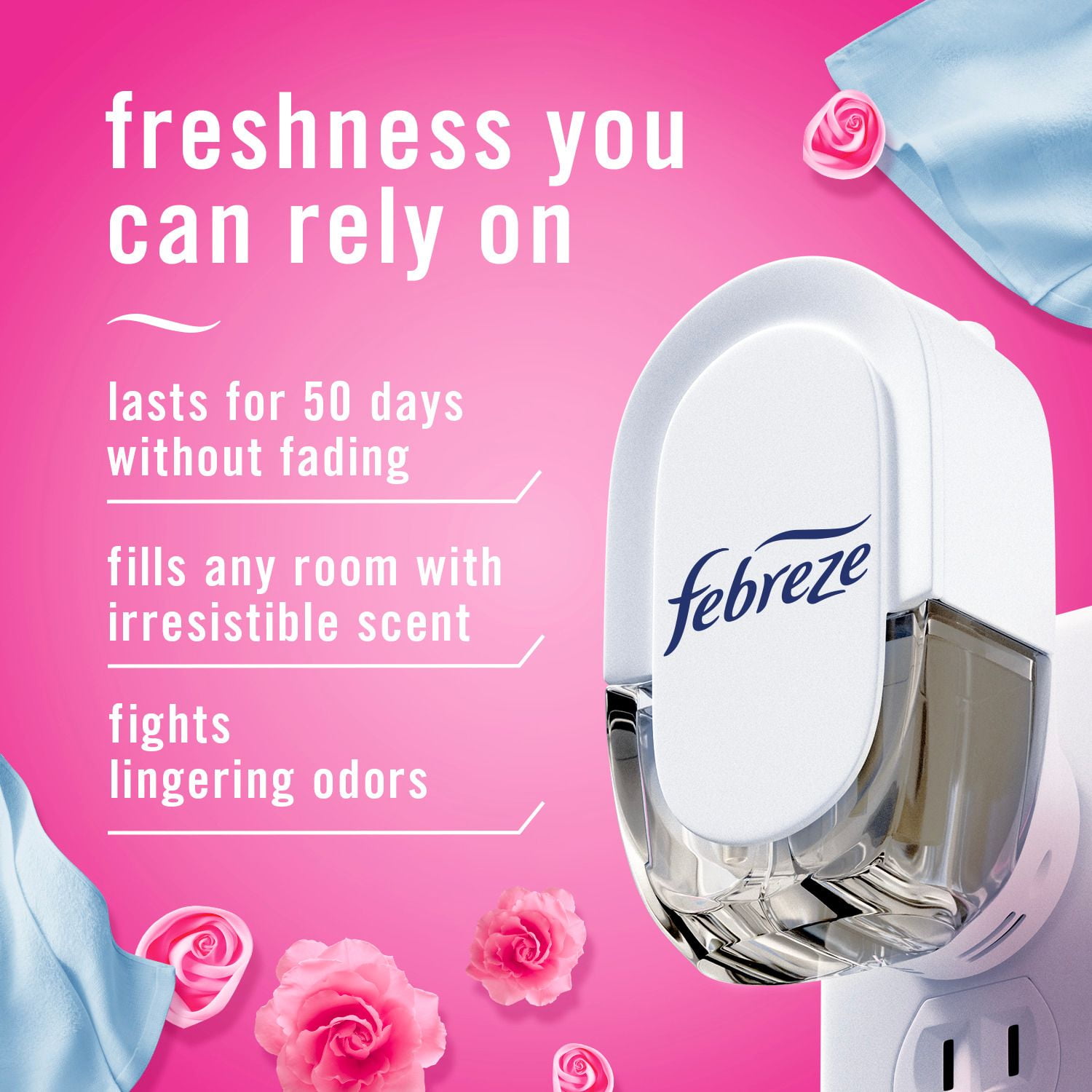 Febreze Plug In Air Freshener, Odor-Fighting Scented Oil Refill, Downy April Fresh Scent, 2 Refills, 52ML