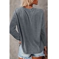 thumbnail image 3 of Crewneck Blusa Poliéster Manga Larga de Color Puro Mujeres Loose Fit Top con Bolsillo, 3 of 5