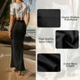 thumbnail image 3 of Skymirror Women Elegant Faux Silk Satin Skirt High Waist Fishtail Skirt A-Line Solid Color Glossy Office Lady Skirt Workwear, 3 of 8