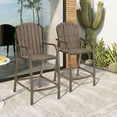 thumbnail image 3 of Pellebant Set of 2 Patio Wood Bar Stools Counter Height Chairs Aluminum Brown, 3 of 9