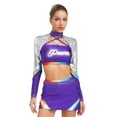 thumbnail image 1 of Alvivi Costume de Cheerleading pour Femmes Robe d'Uniforme Ensemble 2 Pcs Haut Court à Manches Longues avec Mini-Jupe Violet P, 1 of 6