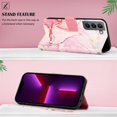 thumbnail image 3 of Allytech Galaxy S21 Plus Case, PU Leather Luxury Marble Kickstand Protective Scratch Resistant Cards Holders Hand Strap Wallet Case Cover for Samsung Galaxy S21+ Plus - Pink Gold, 3 of 7